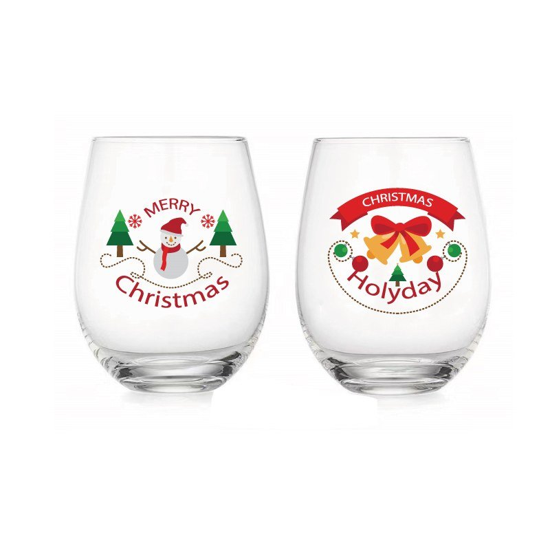 Christmas Stemless Wine Glasses