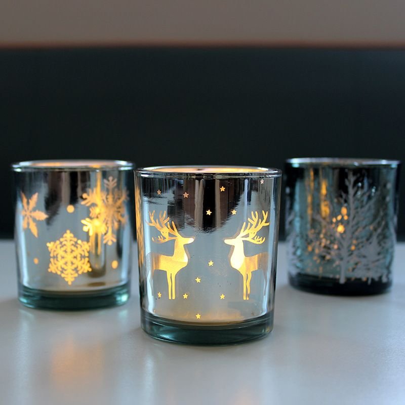 Christmas glass candle holders