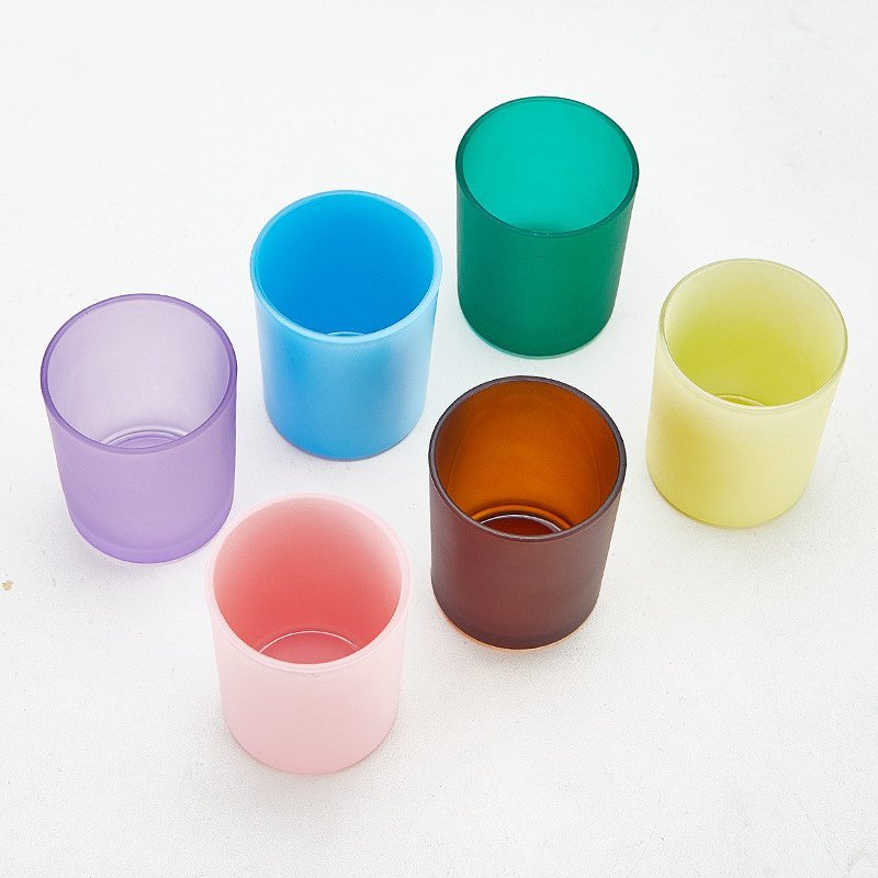 colored glass candle jars