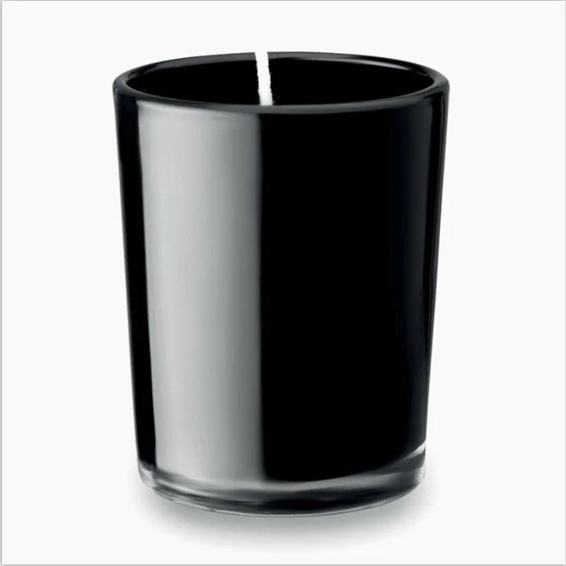 black glass candle jar