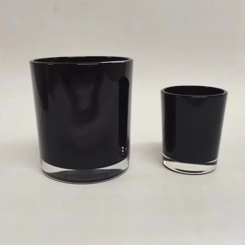 black glass candle jar